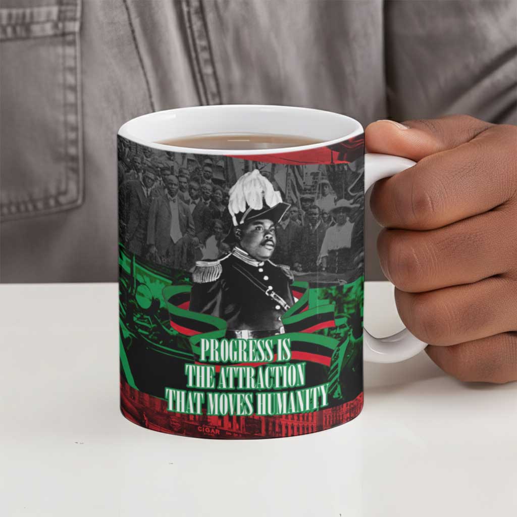 Marcus Garvey Ceramic Mug Collage Design Progress Is the Attraction Quote Pan African Movement Tribute - Wonder Print Shop
