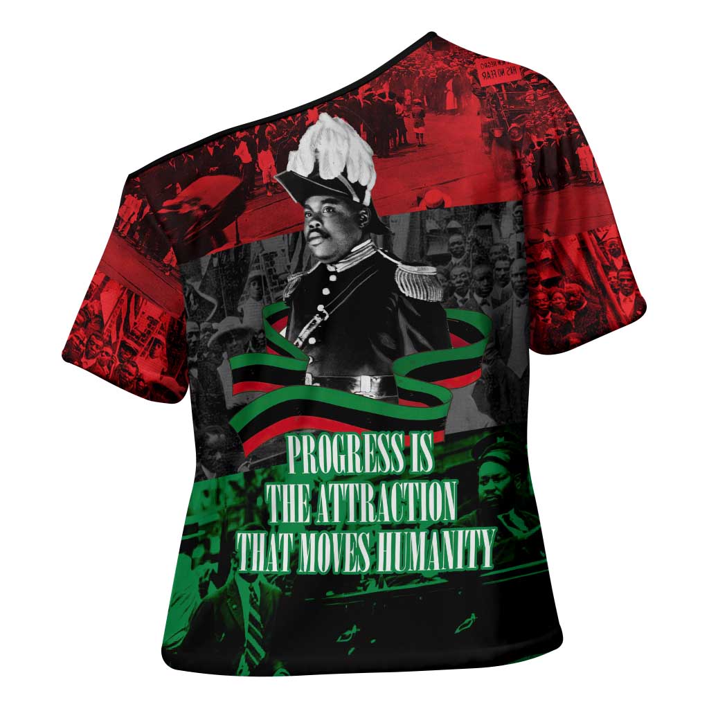 Marcus Garvey Cross Shoulder Shirt Collage Design Progress Is the Attraction Quote Pan African Movement Tribute - Wonder Print Shop