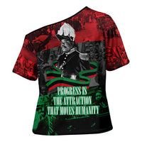 Marcus Garvey Cross Shoulder Shirt Collage Design Progress Is the Attraction Quote Pan African Movement Tribute - Wonder Print Shop