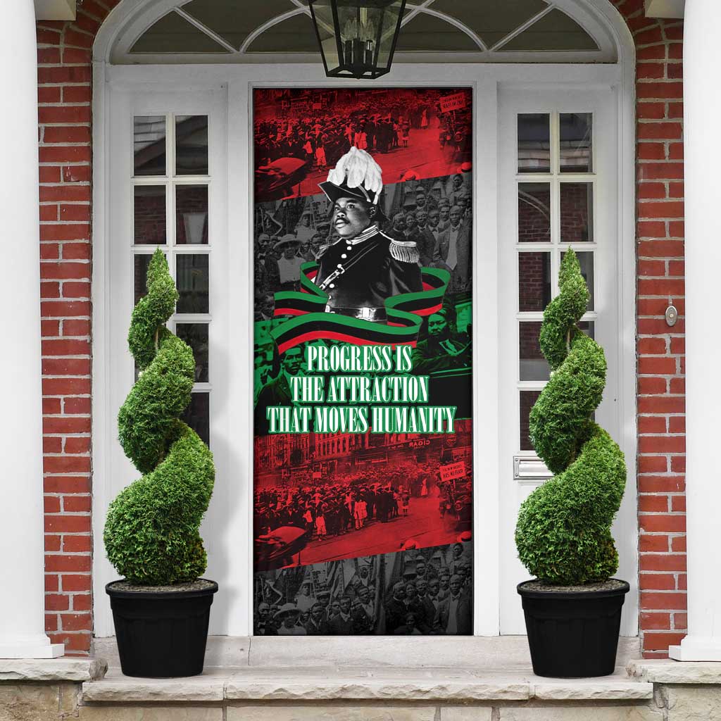 Marcus Garvey Door Cover Collage Design Progress Is the Attraction Quote Pan African Movement Tribute - Wonder Print Shop