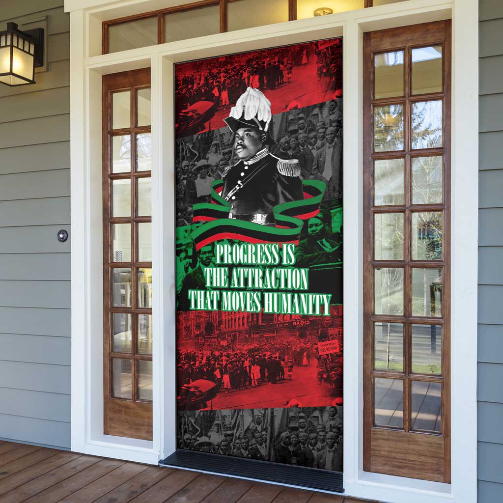 Marcus Garvey Door Cover Collage Design Progress Is the Attraction Quote Pan African Movement Tribute - Wonder Print Shop
