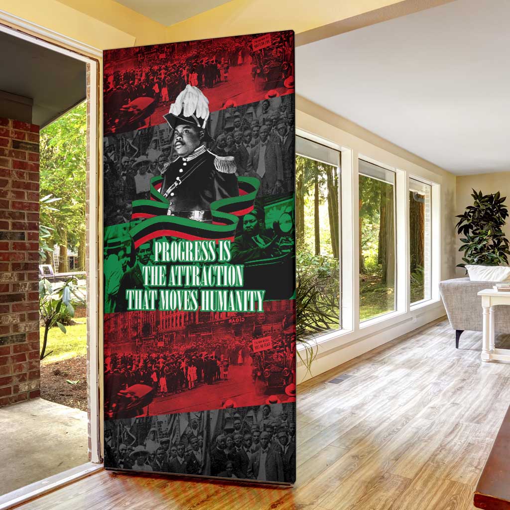 Marcus Garvey Door Cover Collage Design Progress Is the Attraction Quote Pan African Movement Tribute - Wonder Print Shop