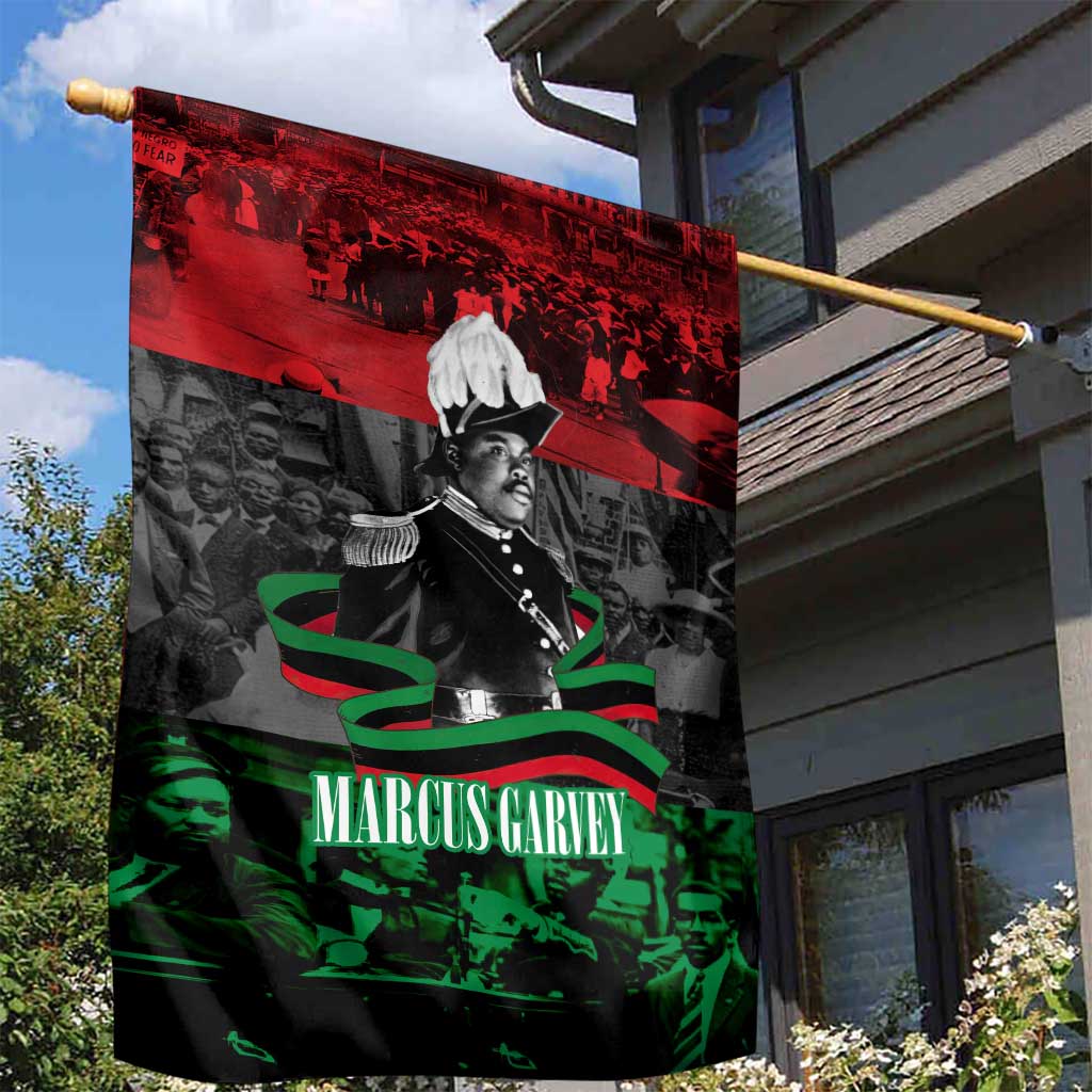 Marcus Garvey Garden Flag Collage Design Progress Is the Attraction Quote Pan African Movement Tribute - Wonder Print Shop