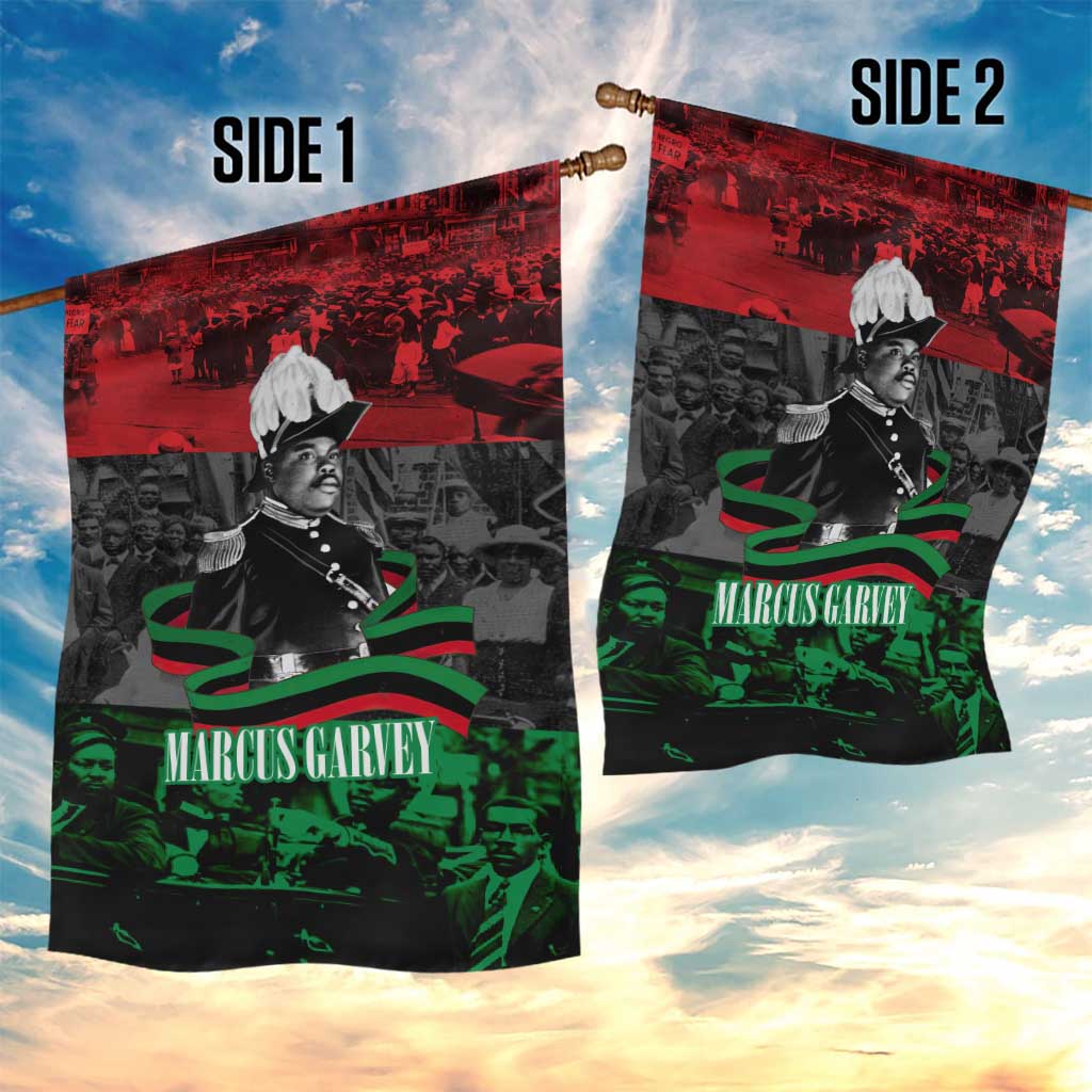 Marcus Garvey Garden Flag Collage Design Progress Is the Attraction Quote Pan African Movement Tribute - Wonder Print Shop