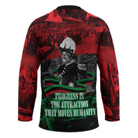 Marcus Garvey Hockey Jersey Collage Design Progress Is the Attraction Quote Pan African Movement Tribute - Wonder Print Shop