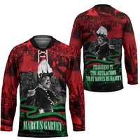 Marcus Garvey Hockey Jersey Collage Design Progress Is the Attraction Quote Pan African Movement Tribute - Wonder Print Shop