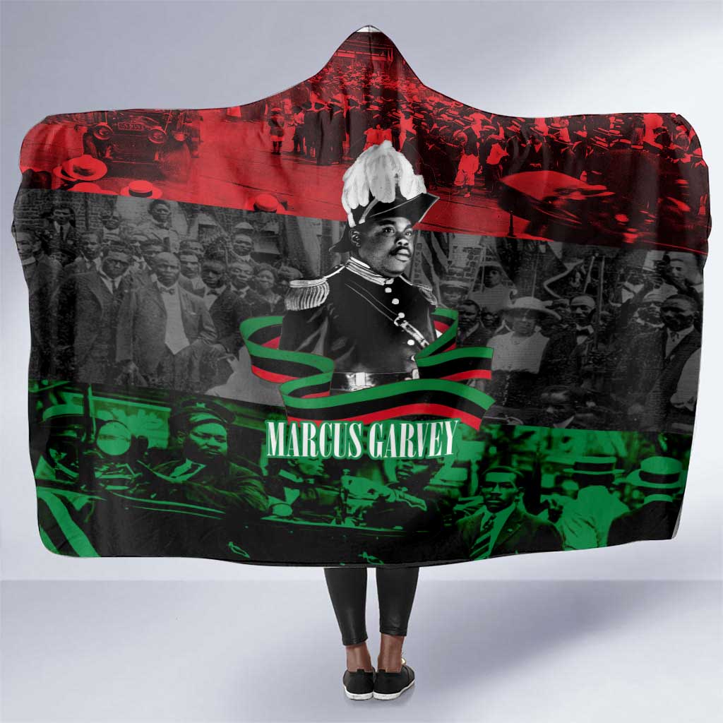 Marcus Garvey Hooded Blanket Collage Design Progress Is the Attraction Quote Pan African Movement Tribute - Wonder Print Shop