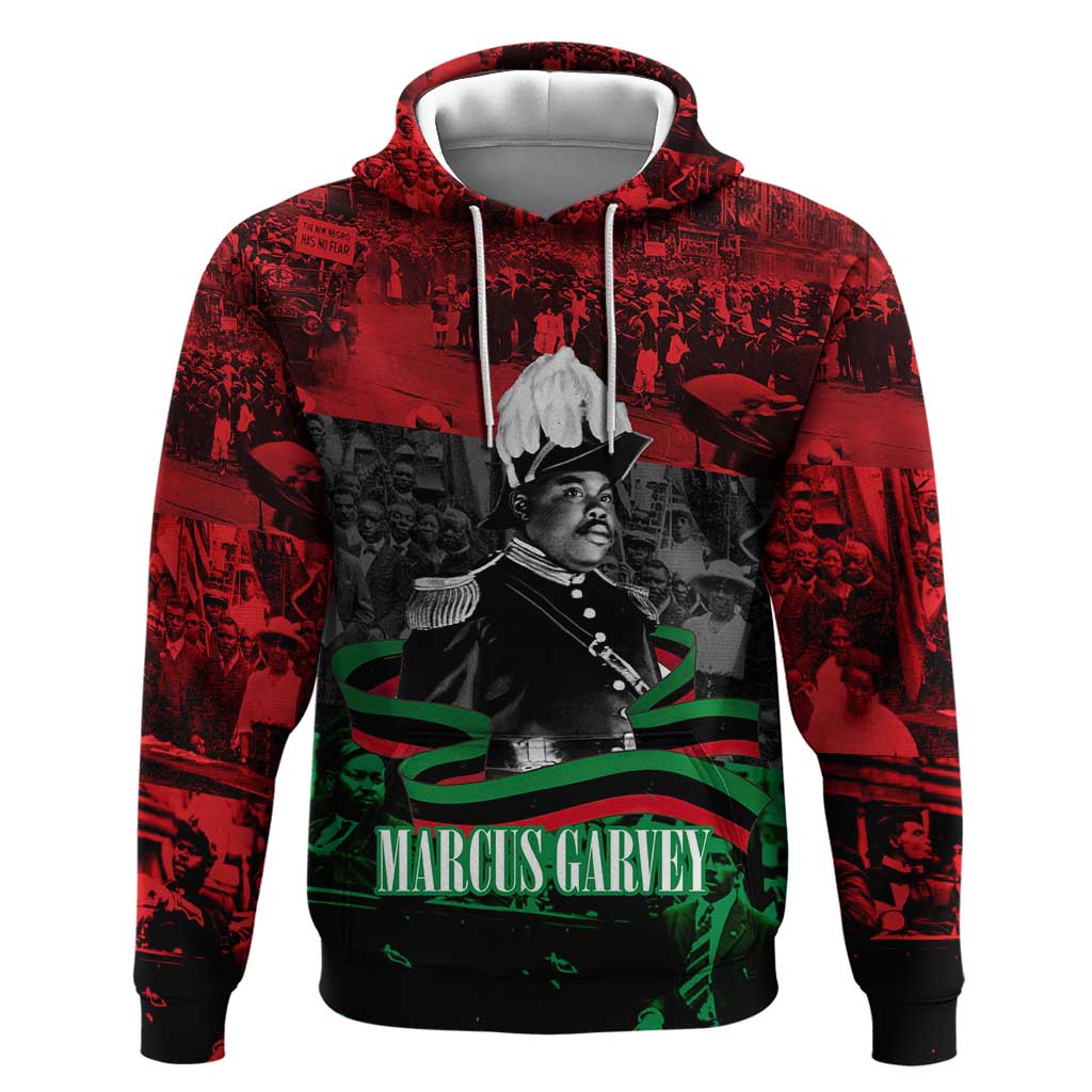 Marcus Garvey Hoodie Collage Design Progress Is the Attraction Quote Pan African Movement Tribute - Wonder Print Shop
