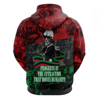 Marcus Garvey Hoodie Collage Design Progress Is the Attraction Quote Pan African Movement Tribute - Wonder Print Shop
