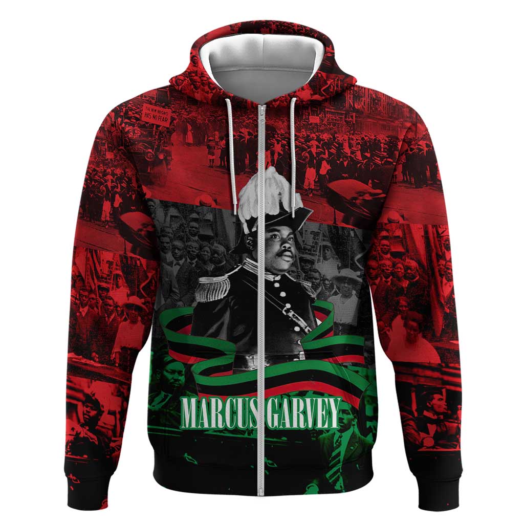 Marcus Garvey Hoodie Collage Design Progress Is the Attraction Quote Pan African Movement Tribute - Wonder Print Shop