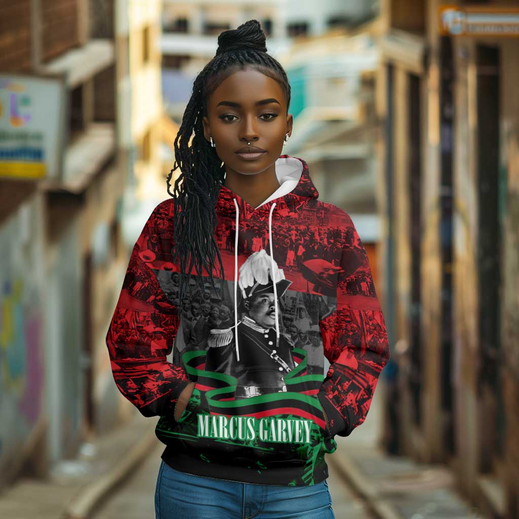 Marcus Garvey Hoodie Collage Design Progress Is the Attraction Quote Pan African Movement Tribute - Wonder Print Shop