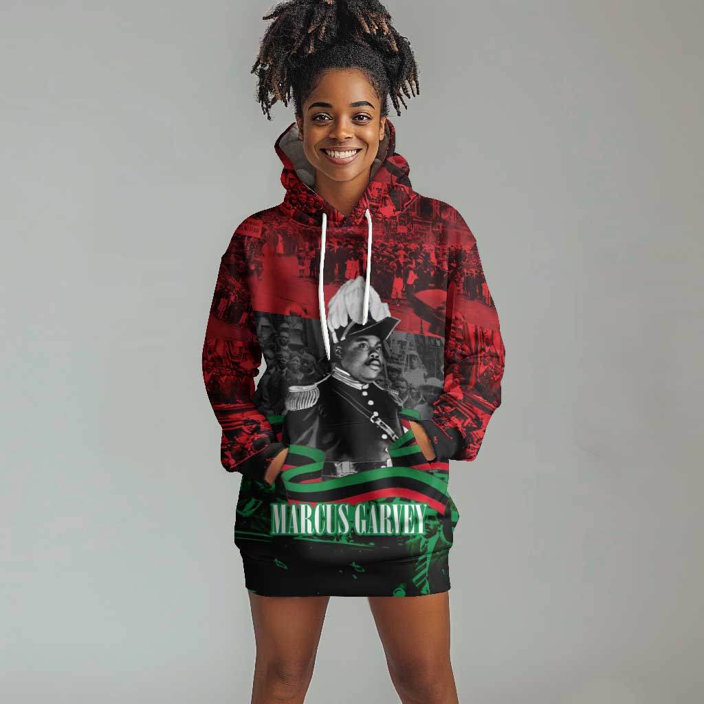 Marcus Garvey Hoodie Dress Collage Design Progress Is the Attraction Quote Pan African Movement Tribute - Wonder Print Shop