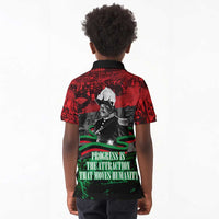 Marcus Garvey Kid Polo Shirt Collage Design Progress Is the Attraction Quote Pan African Movement Tribute TS04