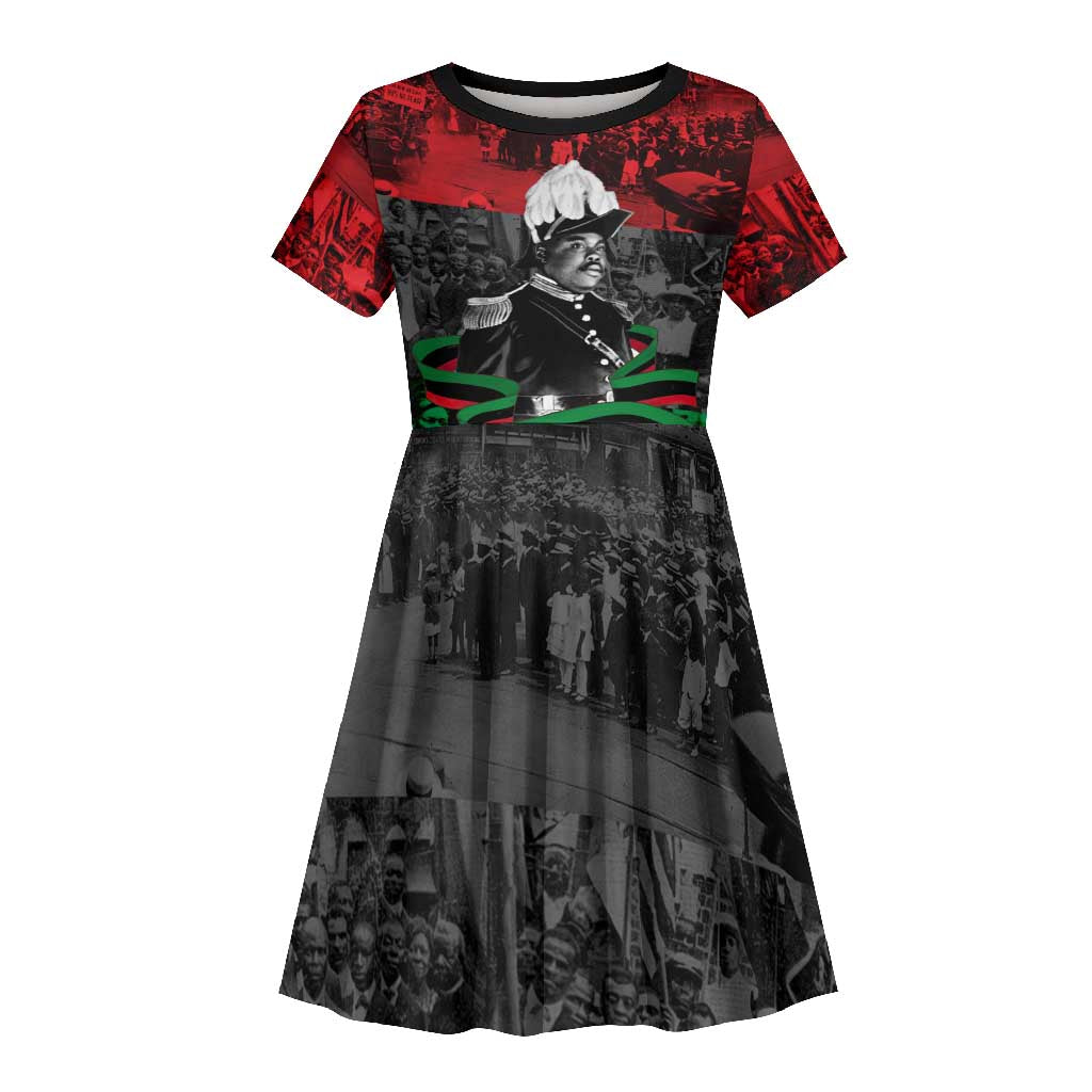 Marcus Garvey Kid Short Sleeve Dress Collage Design Progress Is the Attraction Quote Pan African Movement Tribute TS04