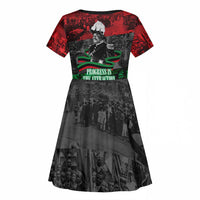 Marcus Garvey Kid Short Sleeve Dress Collage Design Progress Is the Attraction Quote Pan African Movement Tribute TS04