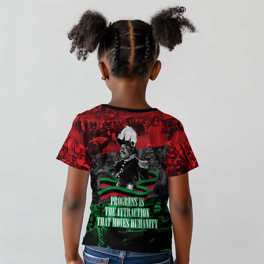 Marcus Garvey Kid T shirt Collage Design Progress Is the Attraction Quote Pan African Movement Tribute TS04