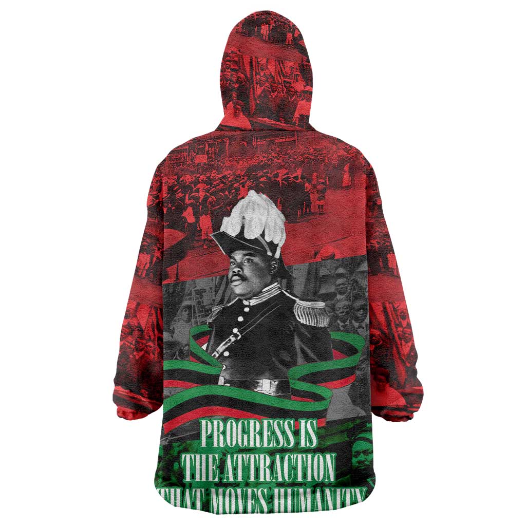 Marcus Garvey Kid Wearable Blanket Hoodie Collage Design Progress Is the Attraction Quote Pan African Movement Tribute - Wonder Print Shop