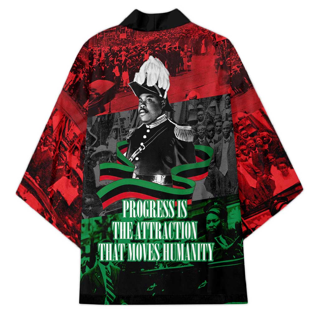 Marcus Garvey Kimono Collage Design Progress Is the Attraction Quote Pan African Movement Tribute - Wonder Print Shop