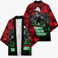 Marcus Garvey Kimono Collage Design Progress Is the Attraction Quote Pan African Movement Tribute - Wonder Print Shop