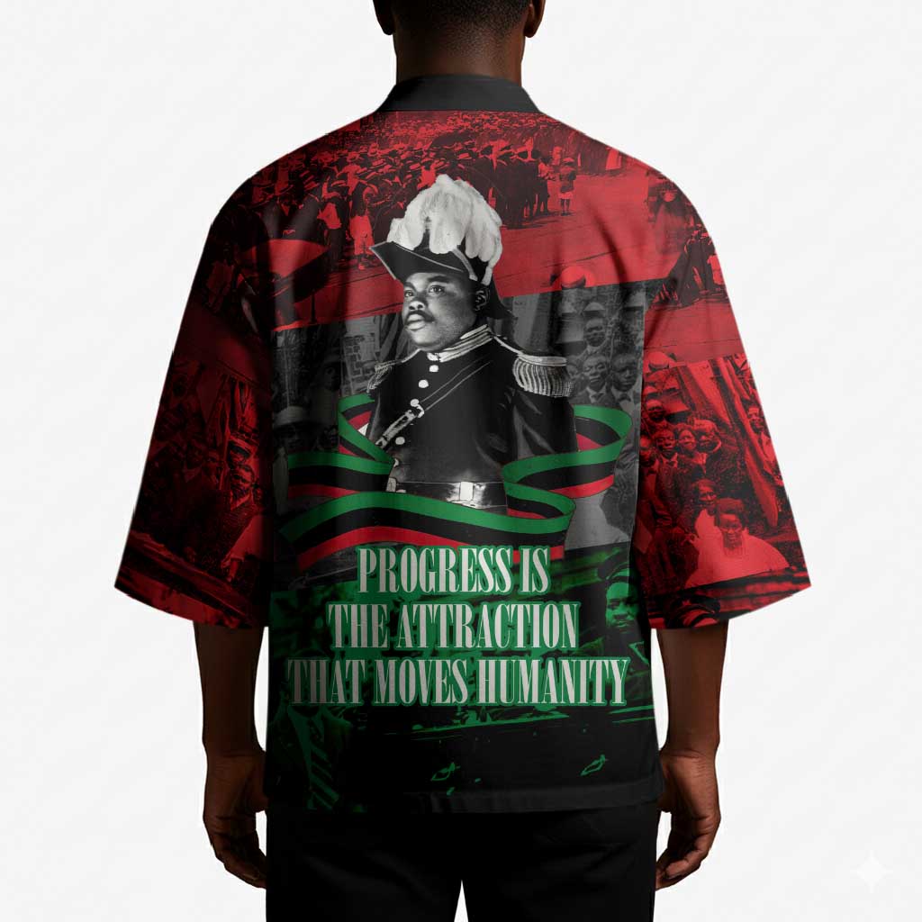 Marcus Garvey Kimono Collage Design Progress Is the Attraction Quote Pan African Movement Tribute - Wonder Print Shop