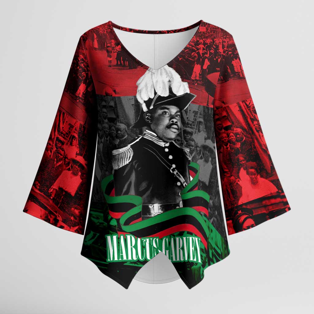 Marcus Garvey Kimono Sleeve Blouse Collage Design Progress Is the Attraction Quote Pan African Movement Tribute - Wonder Print Shop