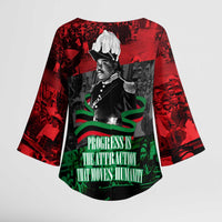 Marcus Garvey Kimono Sleeve Blouse Collage Design Progress Is the Attraction Quote Pan African Movement Tribute - Wonder Print Shop