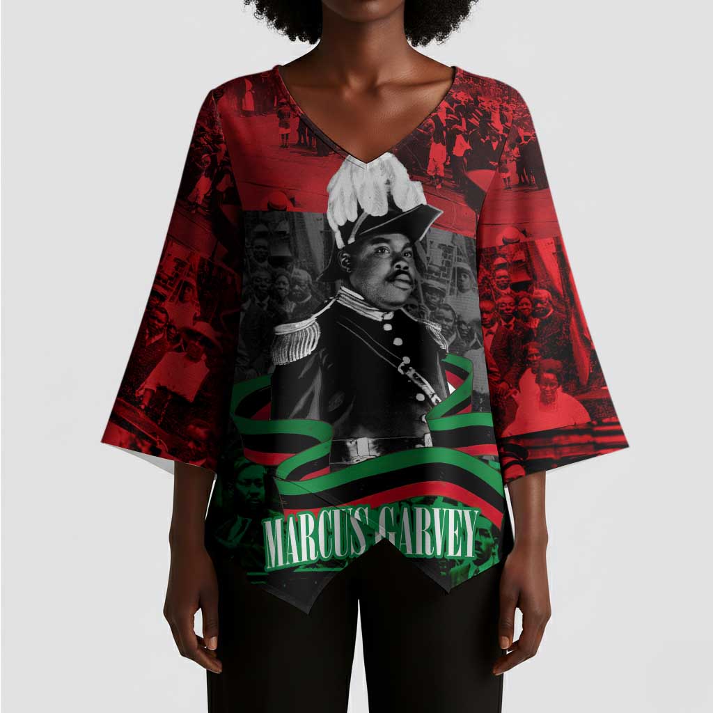 Marcus Garvey Kimono Sleeve Blouse Collage Design Progress Is the Attraction Quote Pan African Movement Tribute - Wonder Print Shop