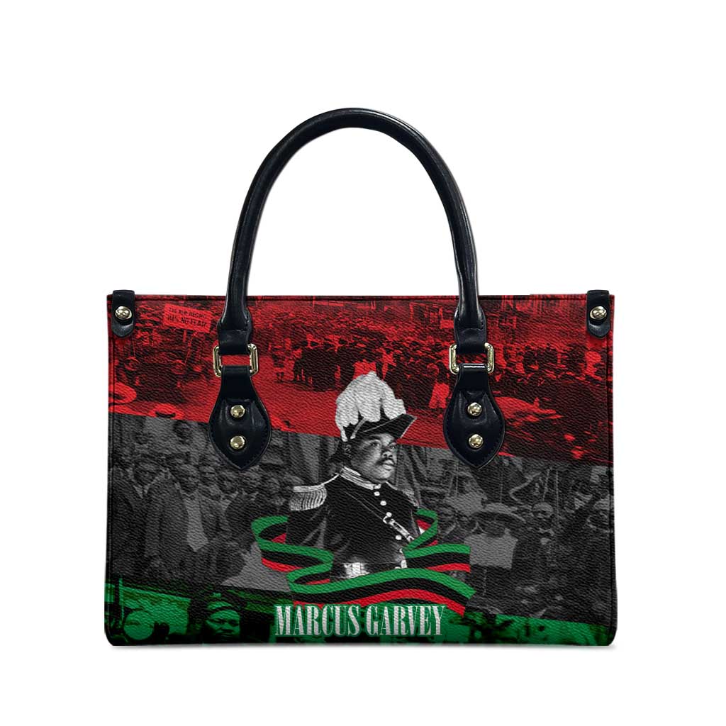 Marcus Garvey Leather Bag Collage Design Progress Is the Attraction Quote Pan African Movement Tribute - Wonder Print Shop