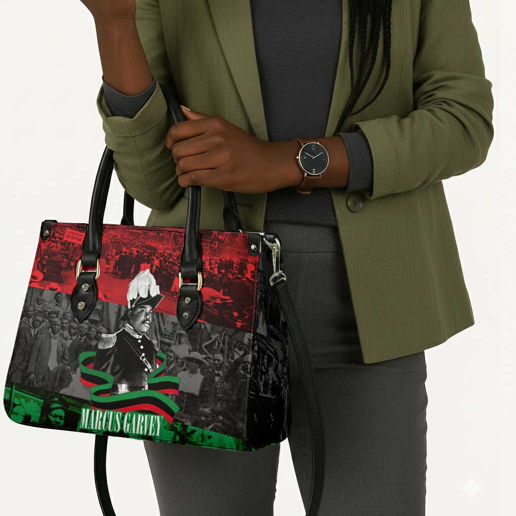 Marcus Garvey Leather Bag Collage Design Progress Is the Attraction Quote Pan African Movement Tribute - Wonder Print Shop