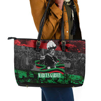 Marcus Garvey Leather Tote Bag Collage Design Progress Is the Attraction Quote Pan African Movement Tribute - Wonder Print Shop