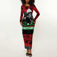 Marcus Garvey Long Sleeve Bodycon Dress Collage Design Progress Is the Attraction Quote Pan African Movement Tribute - Wonder Print Shop