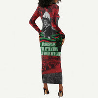 Marcus Garvey Long Sleeve Bodycon Dress Collage Design Progress Is the Attraction Quote Pan African Movement Tribute - Wonder Print Shop