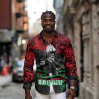 Marcus Garvey Long Sleeve Button Shirt Collage Design Progress Is the Attraction Quote Pan African Movement Tribute - Wonder Print Shop