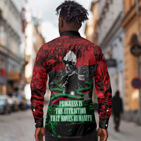 Marcus Garvey Long Sleeve Button Shirt Collage Design Progress Is the Attraction Quote Pan African Movement Tribute - Wonder Print Shop