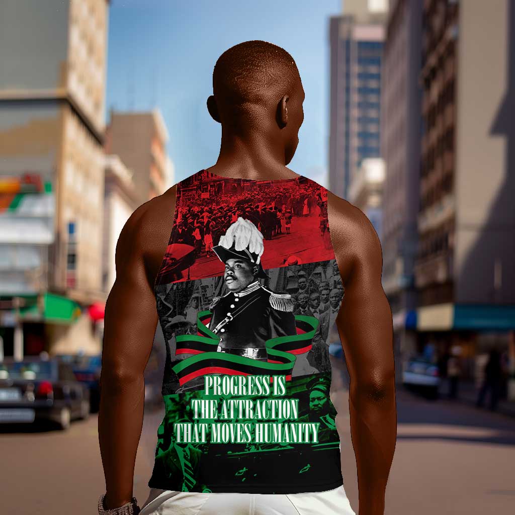 Marcus Garvey Men Tank Top Collage Design Progress Is the Attraction Quote Pan African Movement Tribute - Wonder Print Shop