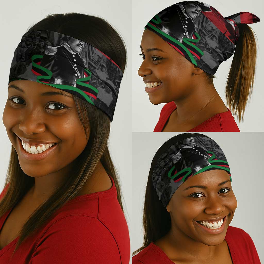 Marcus Garvey Neck Gaiter Collage Design Progress Is the Attraction Quote Pan African Movement Tribute - Wonder Print Shop