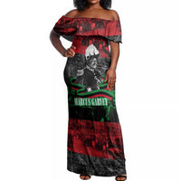 Marcus Garvey Off Shoulder Maxi Dress Collage Design Progress Is the Attraction Quote Pan African Movement Tribute - Wonder Print Shop