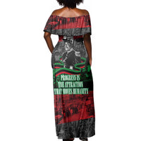 Marcus Garvey Off Shoulder Maxi Dress Collage Design Progress Is the Attraction Quote Pan African Movement Tribute - Wonder Print Shop