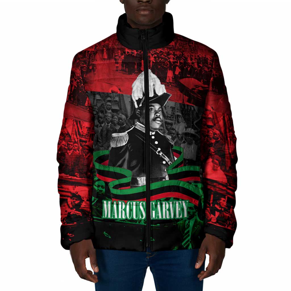 Marcus Garvey Padded Jacket Collage Design Progress Is the Attraction Quote Pan African Movement Tribute - Wonder Print Shop