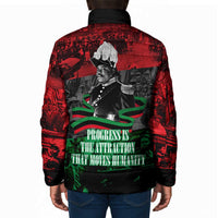Marcus Garvey Padded Jacket Collage Design Progress Is the Attraction Quote Pan African Movement Tribute - Wonder Print Shop
