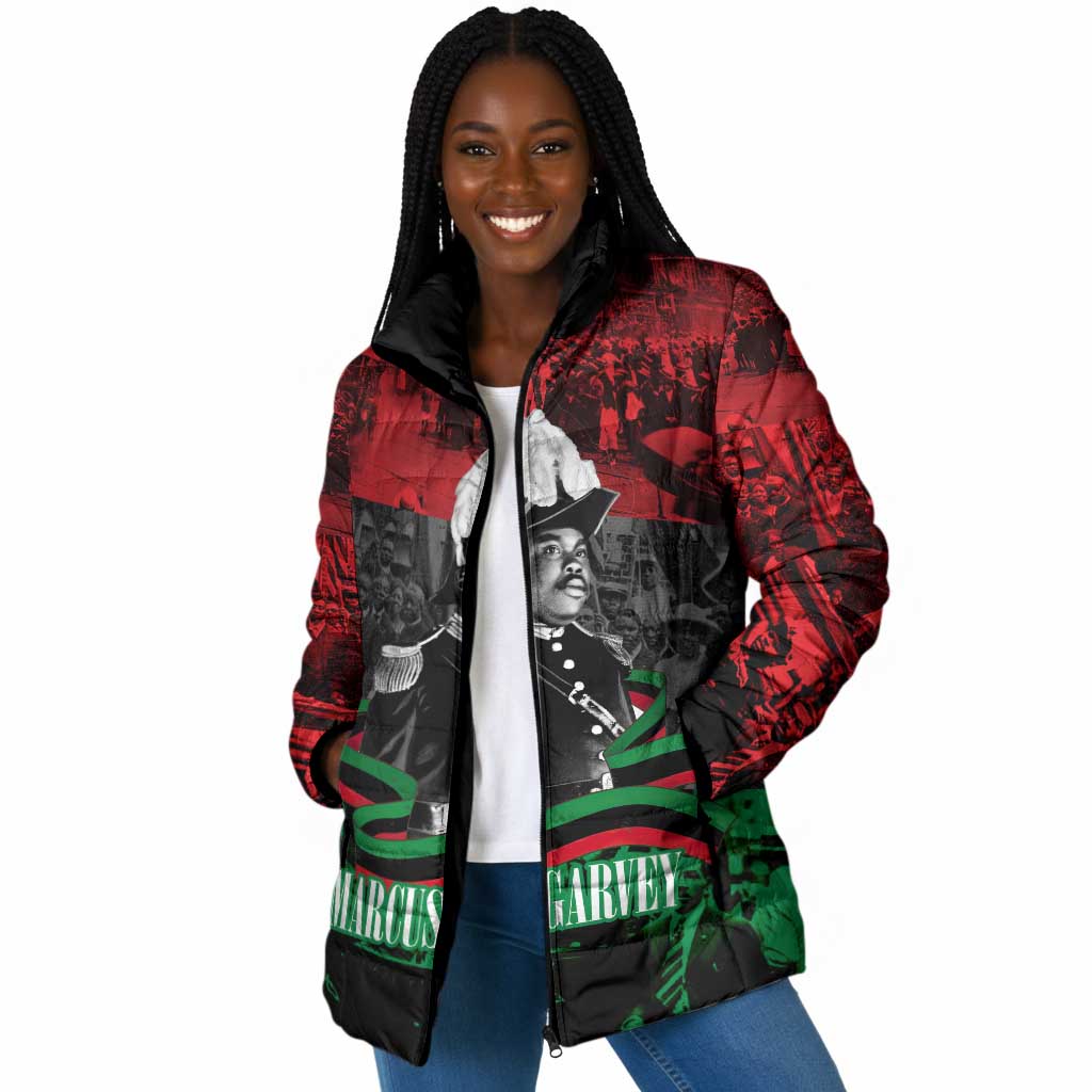 Marcus Garvey Padded Jacket Collage Design Progress Is the Attraction Quote Pan African Movement Tribute - Wonder Print Shop