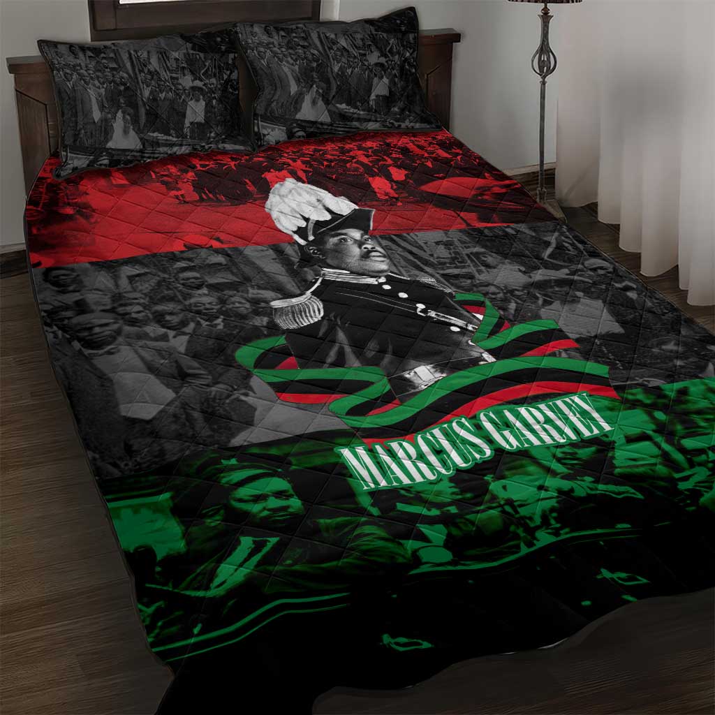 Marcus Garvey Quilt Bed Set Collage Design Progress Is the Attraction Quote Pan African Movement Tribute - Wonder Print Shop
