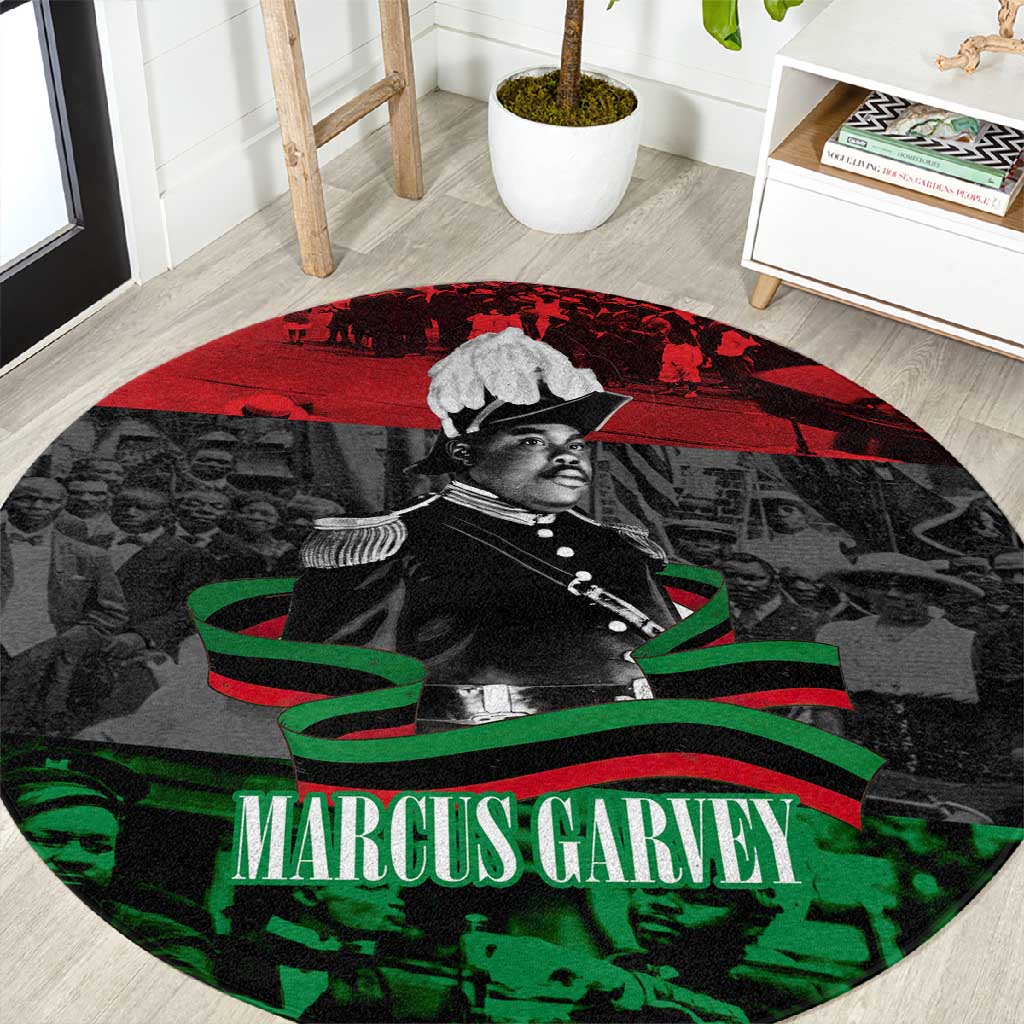 Marcus Garvey Round Carpet Collage Design Progress Is the Attraction Quote Pan African Movement Tribute - Wonder Print Shop