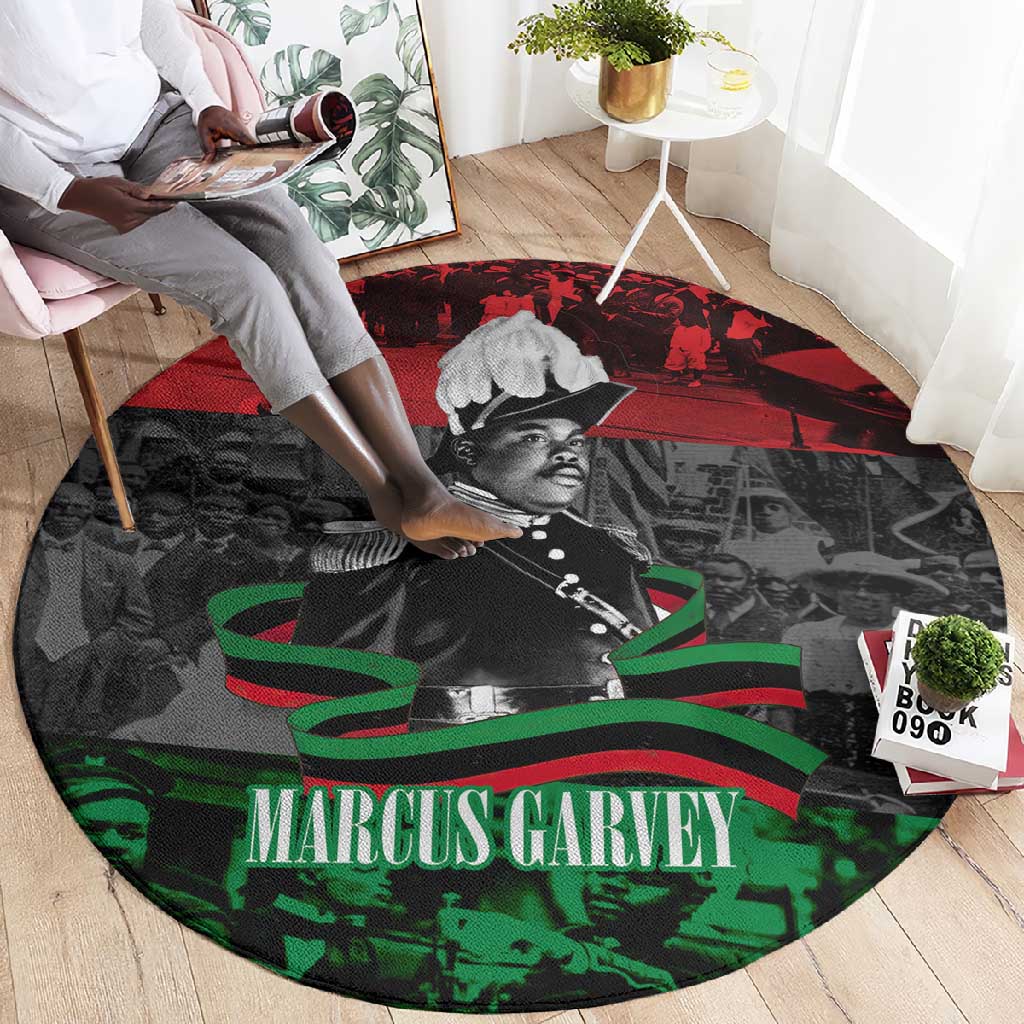 Marcus Garvey Round Carpet Collage Design Progress Is the Attraction Quote Pan African Movement Tribute - Wonder Print Shop