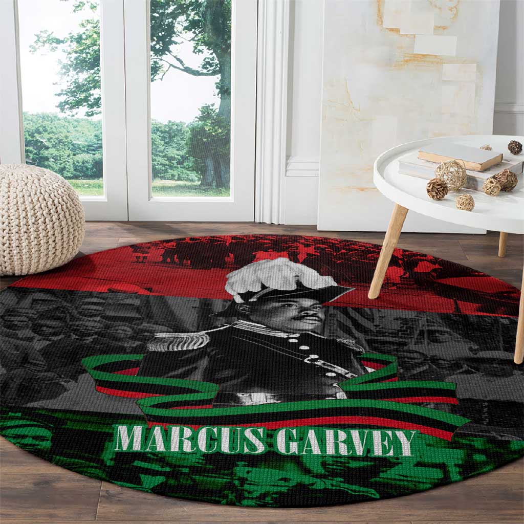 Marcus Garvey Round Carpet Collage Design Progress Is the Attraction Quote Pan African Movement Tribute - Wonder Print Shop