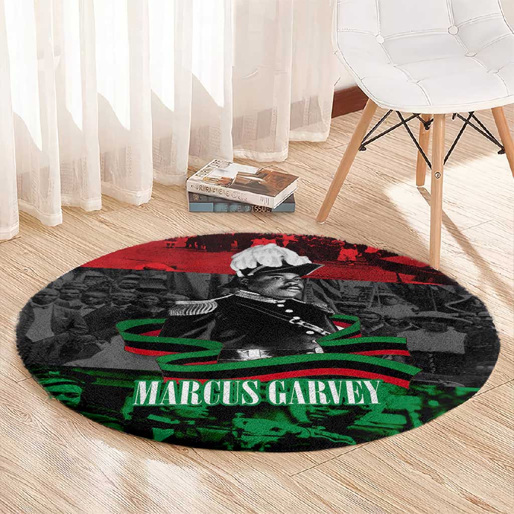 Marcus Garvey Round Carpet Collage Design Progress Is the Attraction Quote Pan African Movement Tribute - Wonder Print Shop