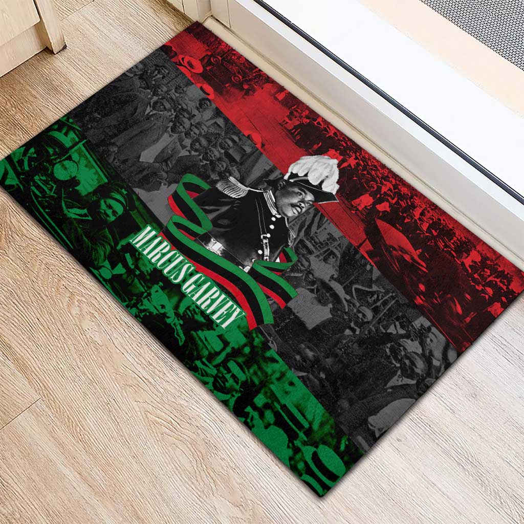 Marcus Garvey Rubber Doormat Collage Design Progress Is the Attraction Quote Pan African Movement Tribute - Wonder Print Shop