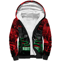 Marcus Garvey Sherpa Hoodie Collage Design Progress Is the Attraction Quote Pan African Movement Tribute - Wonder Print Shop