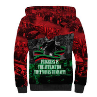Marcus Garvey Sherpa Hoodie Collage Design Progress Is the Attraction Quote Pan African Movement Tribute - Wonder Print Shop