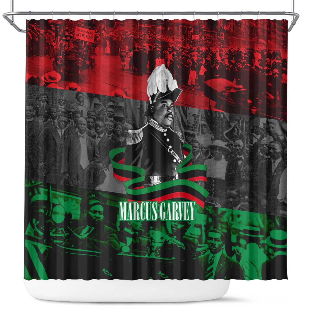 Marcus Garvey Shower Curtain Collage Design Progress Is the Attraction Quote Pan African Movement Tribute - Wonder Print Shop